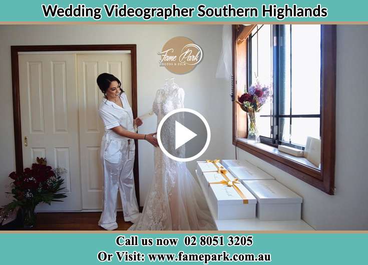 The Bride checking her bridal gown Southern Highlands